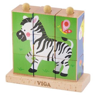 Stacking cube puzzle - wild animals - 9 pieces